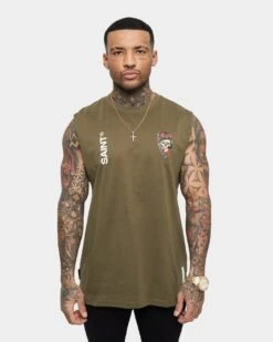 Saint Morta Forbidden Muscle Singlet Army Green 12 Saint Morta Forbidden Muscle Singlet Army Green -Champioe Style 02035819 YA400 mens 0030
