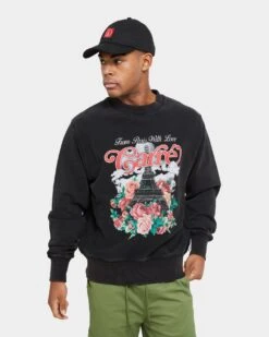 Carre Paris With Love Vintage Crewneck Washed Black -Champioe Style 02036029 YW607 mens 0010