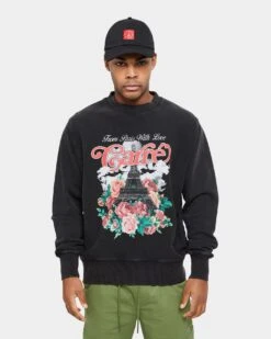 Carre Paris With Love Vintage Crewneck Washed Black -Champioe Style 02036029 YW607 mens 0030
