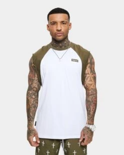 Saint Morta Numeraire Raglan Muscle T-Shirt Army Green -Champioe Style 02036059 YA400 mens 030