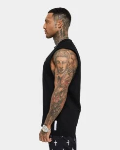 Saint Morta Numeraire Raglan Muscle T-Shirt Black/Black -Champioe Style 02036059 YB015 mens 040