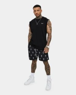 Saint Morta Numeraire Raglan Muscle T-Shirt Black/Black -Champioe Style 02036059 YB015 mens 080