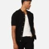 XXIII Zyair Knit Rib Button Up Shirt Black