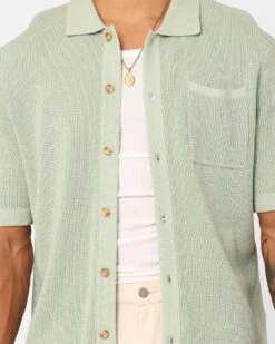 XXIII Zyair Knit Rib Button Up Shirt Sage 11 XXIII Zyair Knit Rib Button Up Shirt Sage -Champioe Style 02036262 YS227 mens 0030