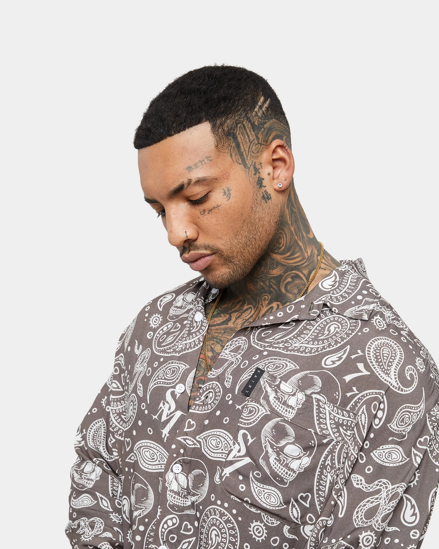 Saint Morta Paisley Skulls Long Sleeve Button Up Shirt Vintage Brown 9 Saint Morta Paisley Skulls Long Sleeve Button Up Shirt Vintage Brown - Image 7