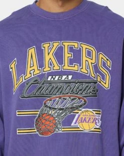 Mitchell & Ness Los Angeles Lakers Hoop Crew Crewneck Faded Purple -Champioe Style 02036532 YF432 mens 0030