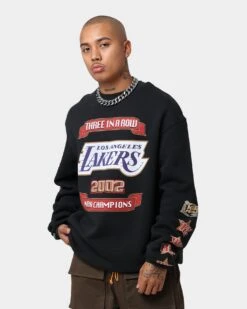 Champioe Style 7 Mitchell & Ness Los Angeles Lakers 3 In A Row Vintage Crewneck Faded Black