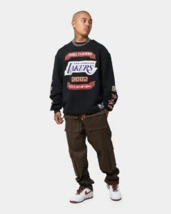 Mitchell & Ness Los Angeles Lakers 3 In A Row Vintage Crewneck Faded Black -Champioe Style 02036557 YB554 mens 0030