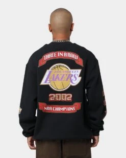 Mitchell & Ness Los Angeles Lakers 3 In A Row Vintage Crewneck Faded Black -Champioe Style 02036557 YB554 mens 0050