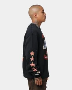 Mitchell & Ness Los Angeles Lakers 3 In A Row Vintage Crewneck Faded Black -Champioe Style 02036557 YB554 mens 0060