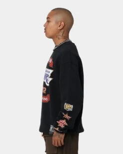 Mitchell & Ness Los Angeles Lakers 3 In A Row Vintage Crewneck Faded Black -Champioe Style 02036557 YB554 mens 0070