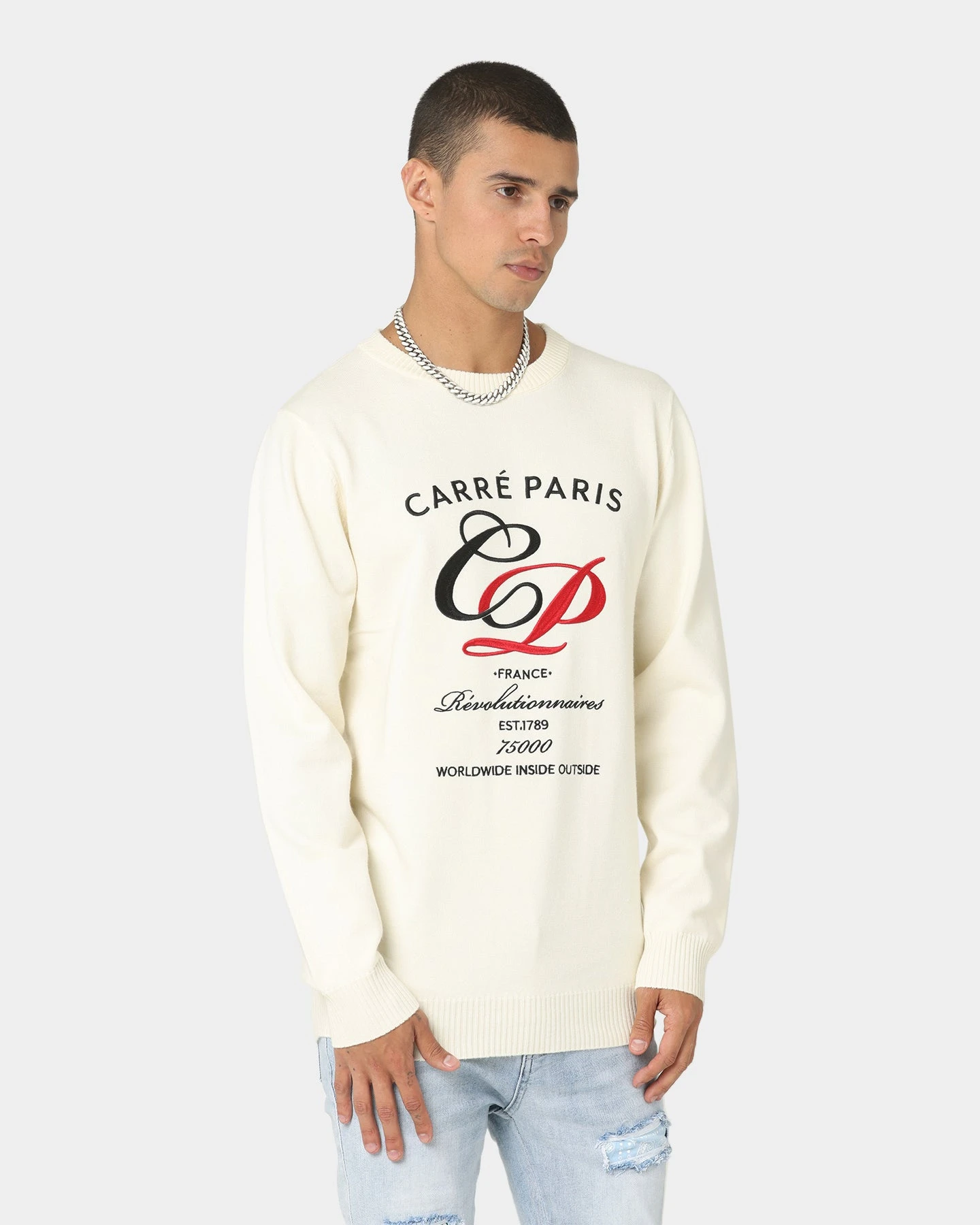 Carré Revolutionnaires Knit Sweater Off White 7 Carré Revolutionnaires Knit Sweater Off White - Image 5