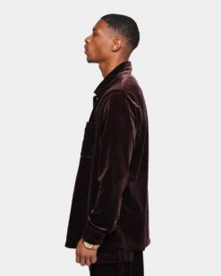 XXIII Uzair Velour Button Up Shirt Chocolate -Champioe Style 02036794 YC360 mens 0070
