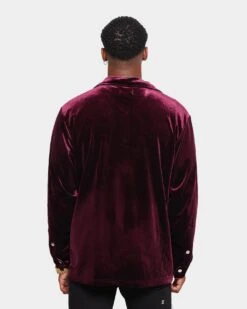XXIII Uzair Velour Button Up Shirt Burgundy -Champioe Style 02036794 YX500 mens 0040