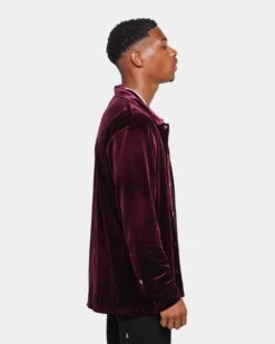 XXIII Uzair Velour Button Up Shirt Burgundy -Champioe Style 02036794 YX500 mens 0050