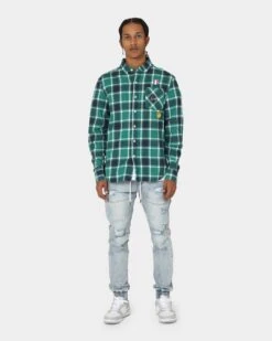 Carré Revolutionnaires Flannel Shirt Deep Teal -Champioe Style 02037163 YD527 mens 0030