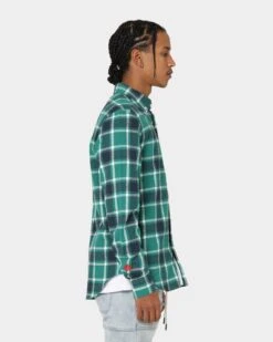 Carré Revolutionnaires Flannel Shirt Deep Teal -Champioe Style 02037163 YD527 mens 0060