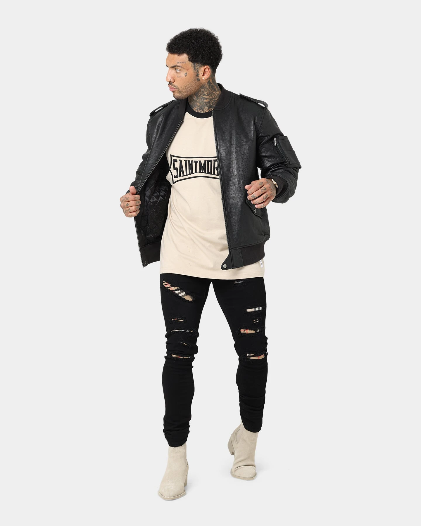 Saint Morta Ceremony Raglan Muscle T-Shirt Black/Stone 4 Saint Morta Ceremony Raglan Muscle T-Shirt Black/Stone - Image 2