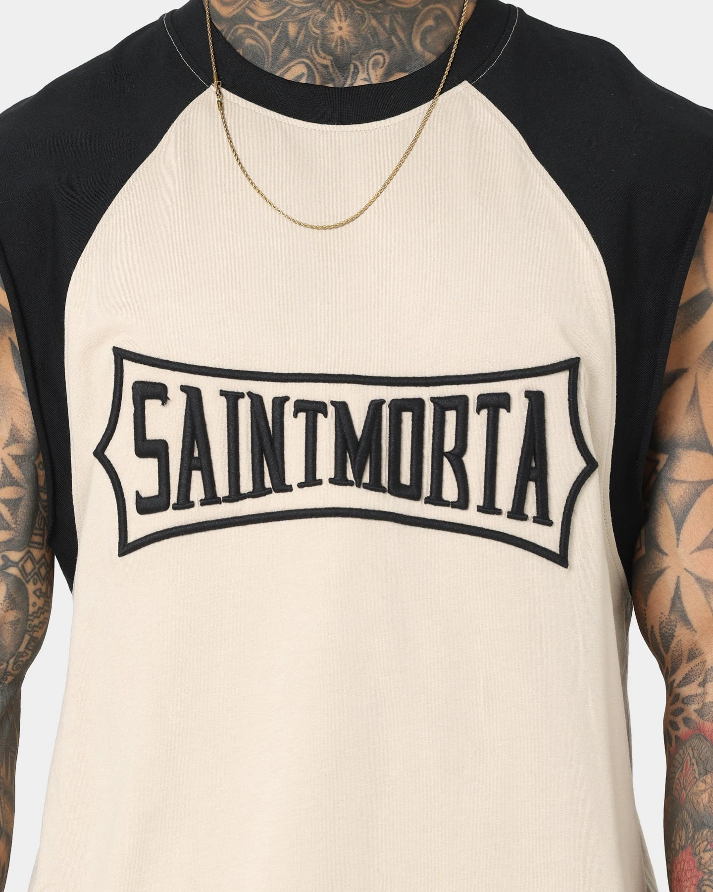 Saint Morta Ceremony Raglan Muscle T-Shirt Black/Stone 5 Saint Morta Ceremony Raglan Muscle T-Shirt Black/Stone - Image 3