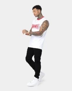 Saint Morta Ceremony Oversized Muscle T-Shirt White/Red -Champioe Style 02037172 YW208 mens 002 c6009e41 5268 4907 a1a4 278142629f99