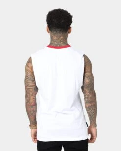 Saint Morta Ceremony Oversized Muscle T-Shirt White/Red -Champioe Style 02037172 YW208 mens 004