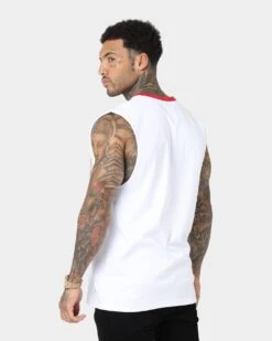 Saint Morta Ceremony Oversized Muscle T-Shirt White/Red -Champioe Style 02037172 YW208 mens 006