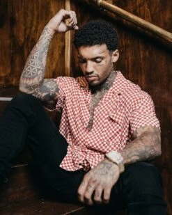 Saint Morta Checks Short Sleeve Shirt Red/White -Champioe Style 02037697 YR081 mens 0014