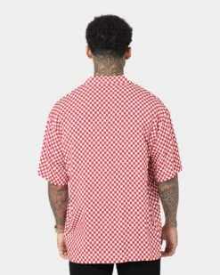 Saint Morta Checks Short Sleeve Shirt Red/White -Champioe Style 02037697 YR081 mens 004