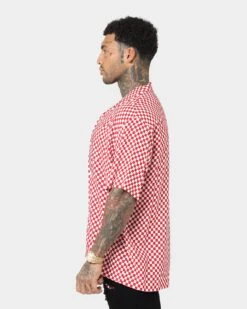 Saint Morta Checks Short Sleeve Shirt Red/White -Champioe Style 02037697 YR081 mens 006