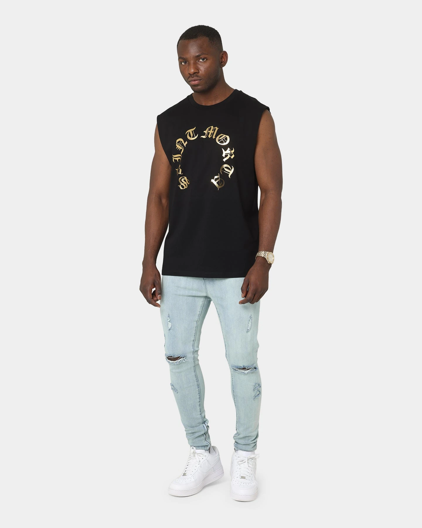 Saint Morta Humanity Oversized Muscle T-Shirt Black/Gold 4 Saint Morta Humanity Oversized Muscle T-Shirt Black/Gold - Image 2