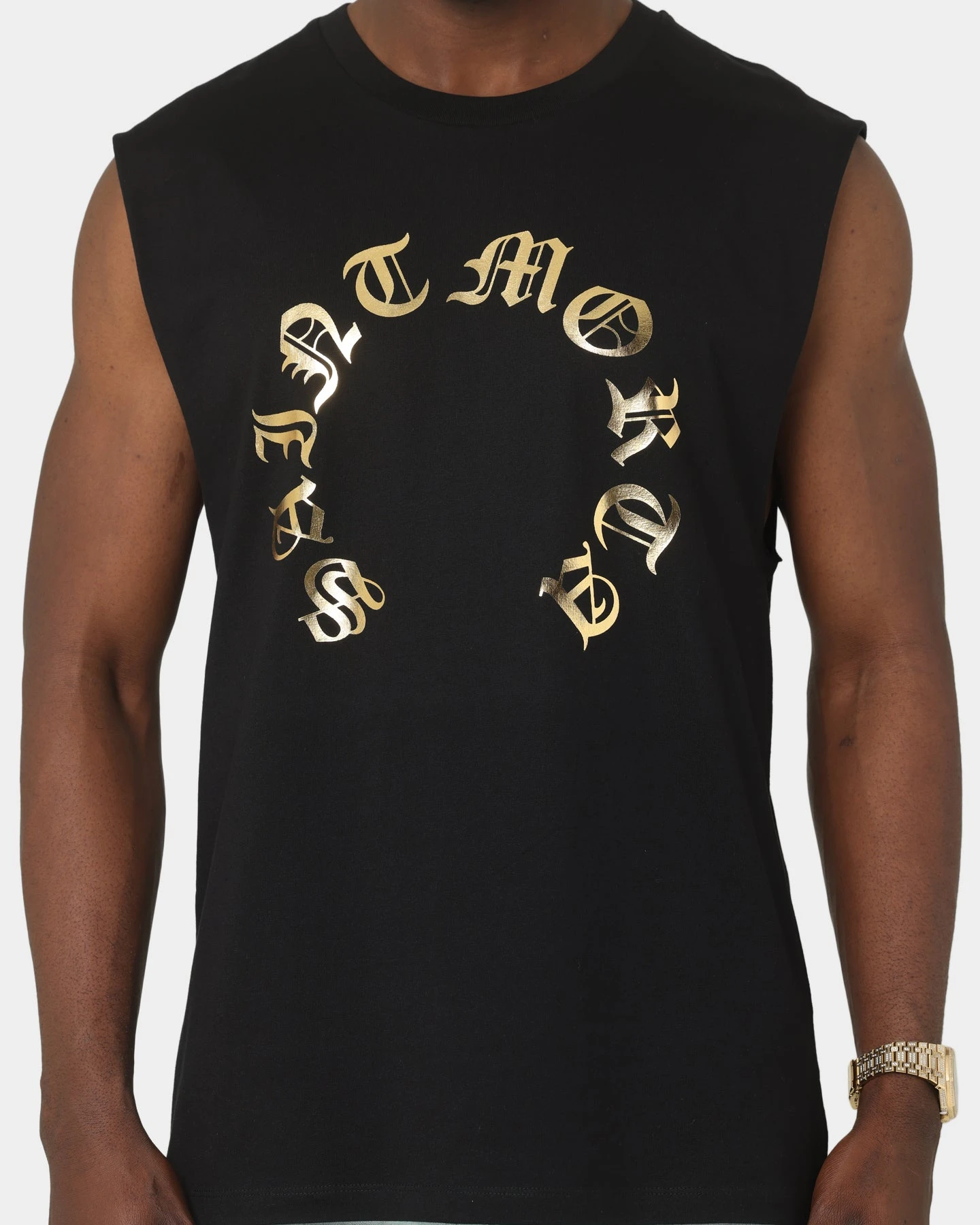Saint Morta Humanity Oversized Muscle T-Shirt Black/Gold 5 Saint Morta Humanity Oversized Muscle T-Shirt Black/Gold - Image 3