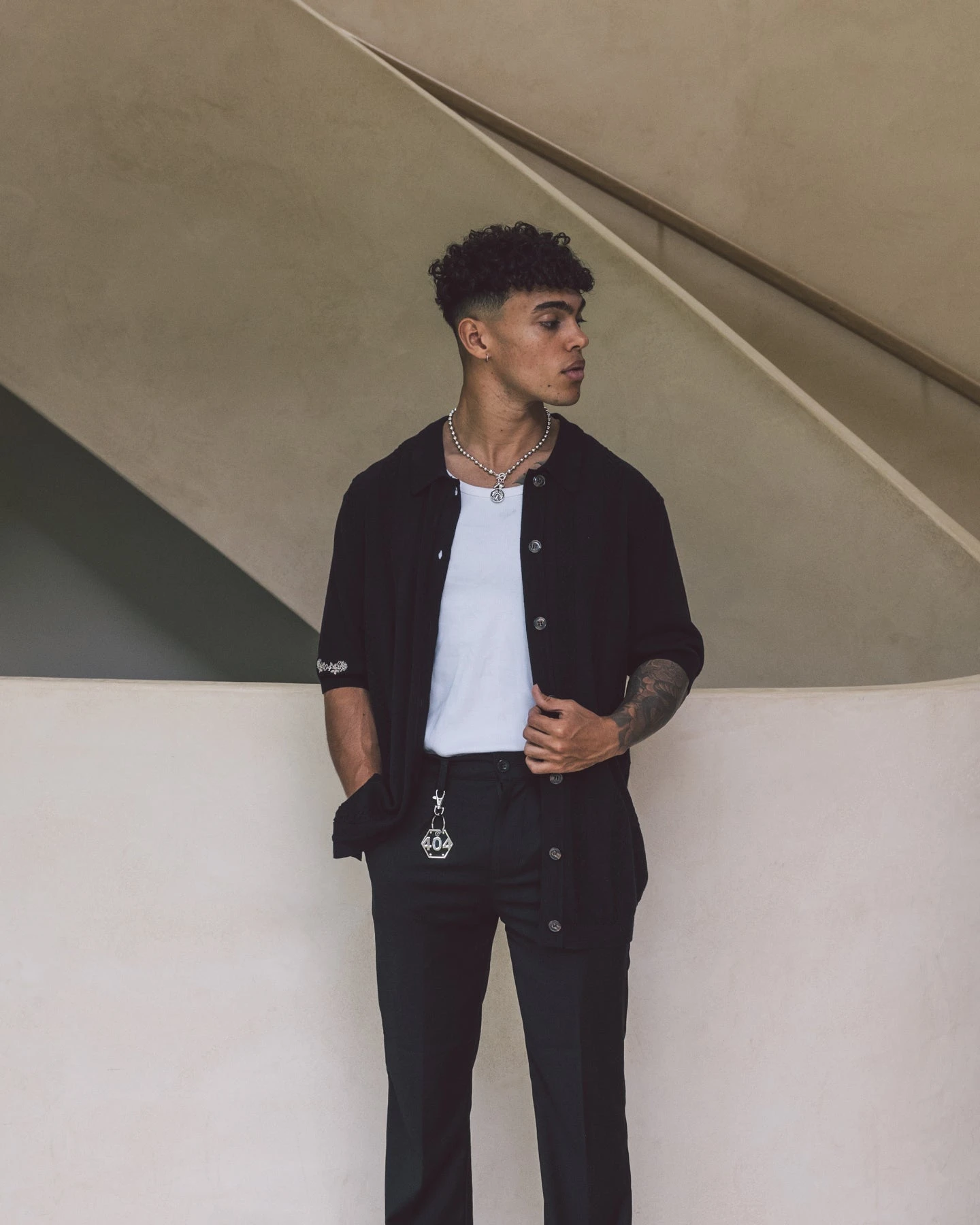 404 Cable Knit Button Up Black 2 404 Cable Knit Button Up Black