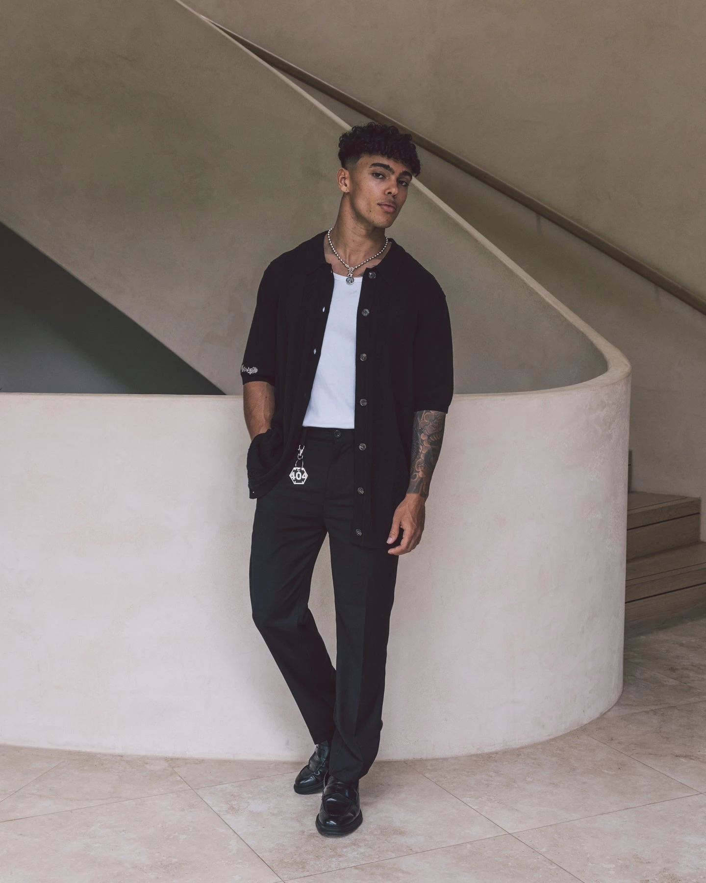 404 Cable Knit Button Up Black 3 404 Cable Knit Button Up Black - Image 2