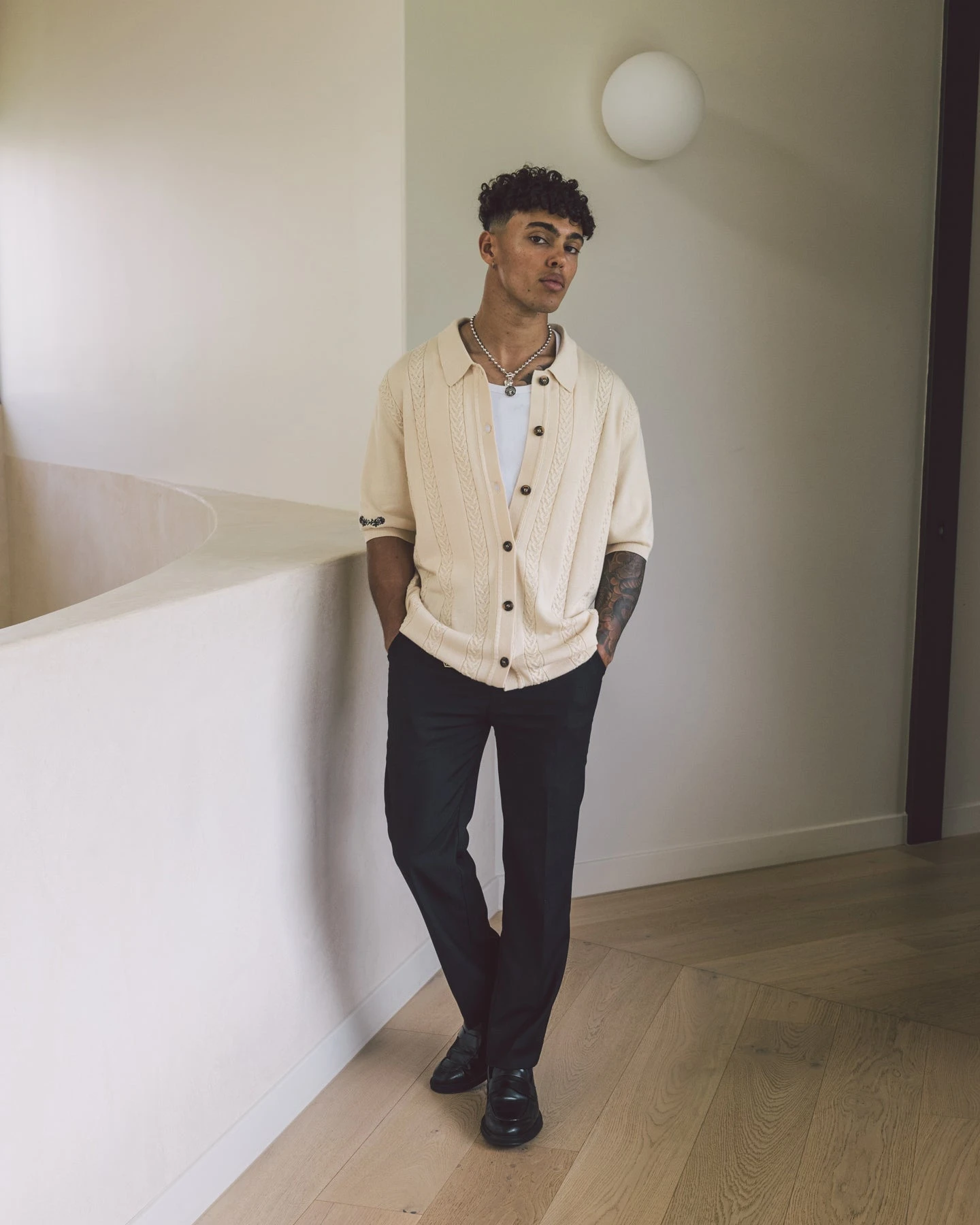 404 Cable Knit Button Up Ecru 4 404 Cable Knit Button Up Ecru - Image 2