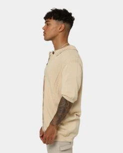 404 Cable Knit Button Up Ecru 19 404 Cable Knit Button Up Ecru -Champioe Style 02038549 YE017 mens 080