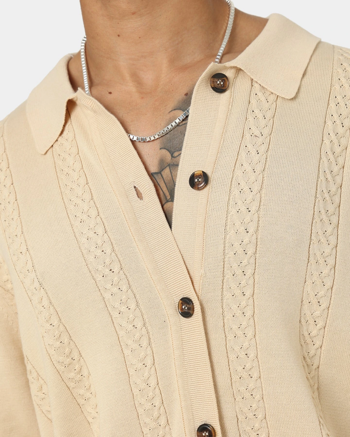 404 Cable Knit Button Up Ecru 11 404 Cable Knit Button Up Ecru - Image 9