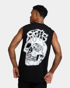 Rats Get Fat Skull Muscle T-Shirt Black