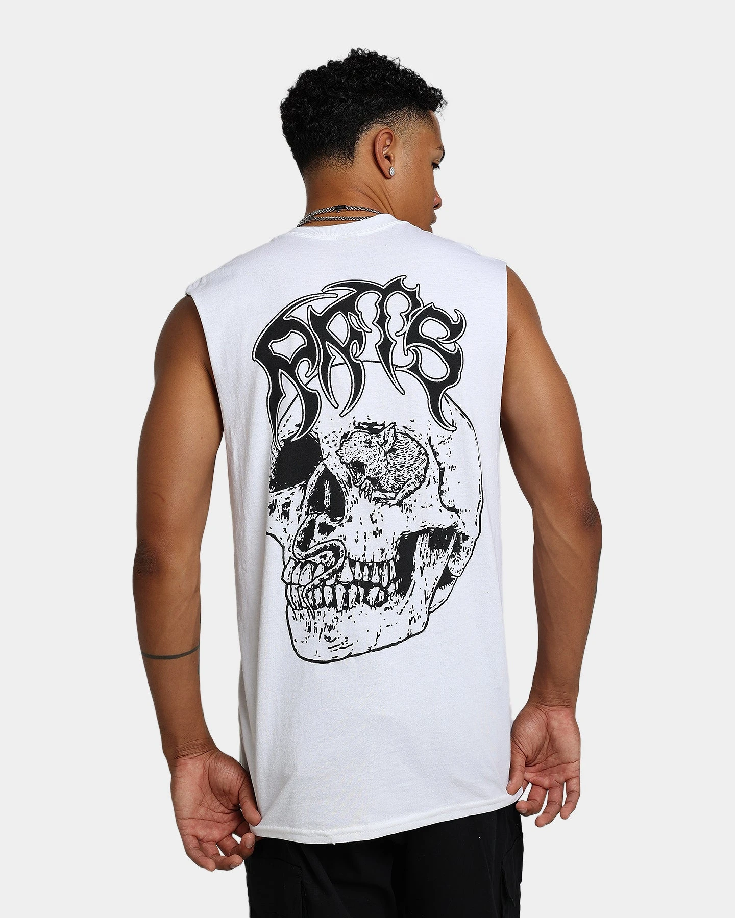 Rats Get Fat Skull Muscle T-Shirt White 3 Rats Get Fat Skull Muscle T-Shirt White