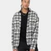 MNML Raw Edge Flannel Shirt Grey/White -Champioe Style 02040127 YQ122 mens 0010