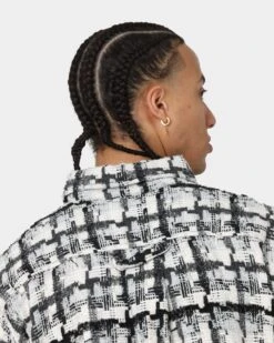 MNML Raw Edge Flannel Shirt Grey/White -Champioe Style 02040127 YQ122 mens 0070