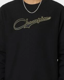 Champion Reverse Weave Collegiate Padded Crewneck Black/Gold -Champioe Style 02040278 YB003 mens 0030