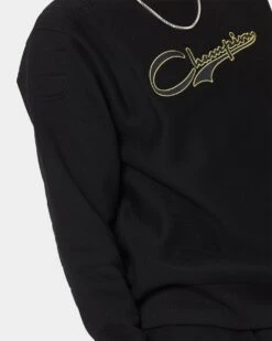 Champion Reverse Weave Collegiate Padded Crewneck Black/Gold -Champioe Style 02040278 YB003 mens 0080