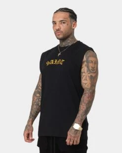 Saint Morta Graveyard Oversized Muscle T-Shirt Black/Gold