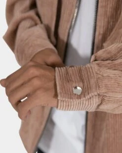 MNML Corduroy Zip Up Shirt Brown -Champioe Style 02040844 YX300 mens 0070