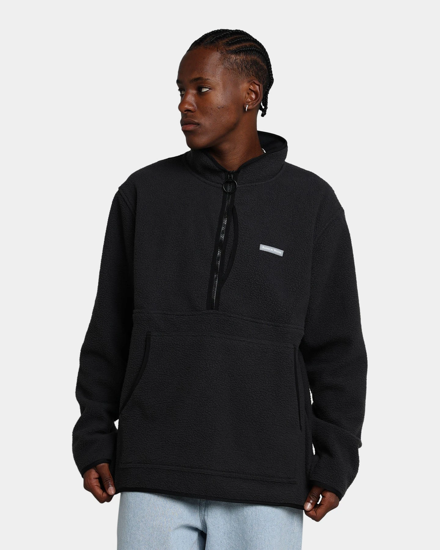 Raised By Wolves Sherpa Fleece Half-Zip Jumper Black 3 Raised By Wolves Sherpa Fleece Half-Zip Jumper Black