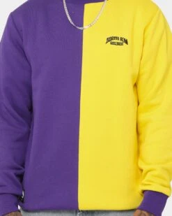 Deathrow Records Half Half Crewneck Purple/Yellow 11 Deathrow Records Half Half Crewneck Purple/Yellow -Champioe Style 02041139 YP243 mens 0030