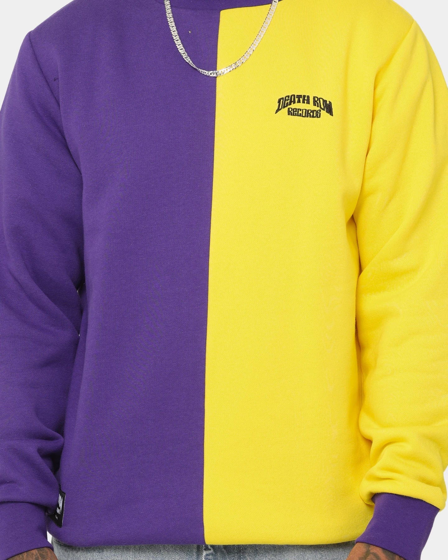 Deathrow Records Half Half Crewneck Purple/Yellow 5 Deathrow Records Half Half Crewneck Purple/Yellow - Image 3