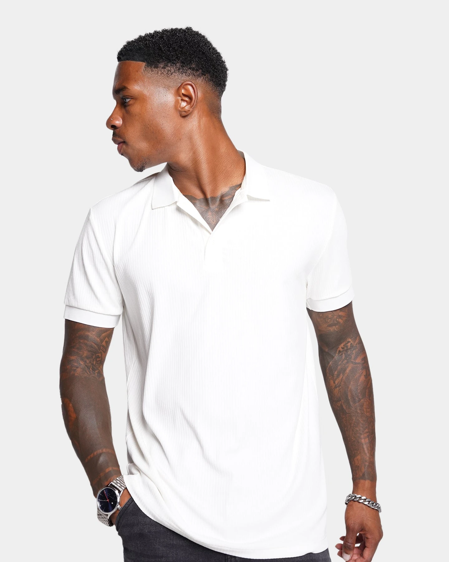 XXIII Luis Rib Polo Shirt White 5 XXIII Luis Rib Polo Shirt White - Image 3