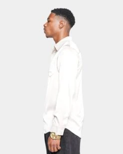 XXIII Kai Satin Button Up Shirt Off White -Champioe Style 02041446 YO007 mens 060