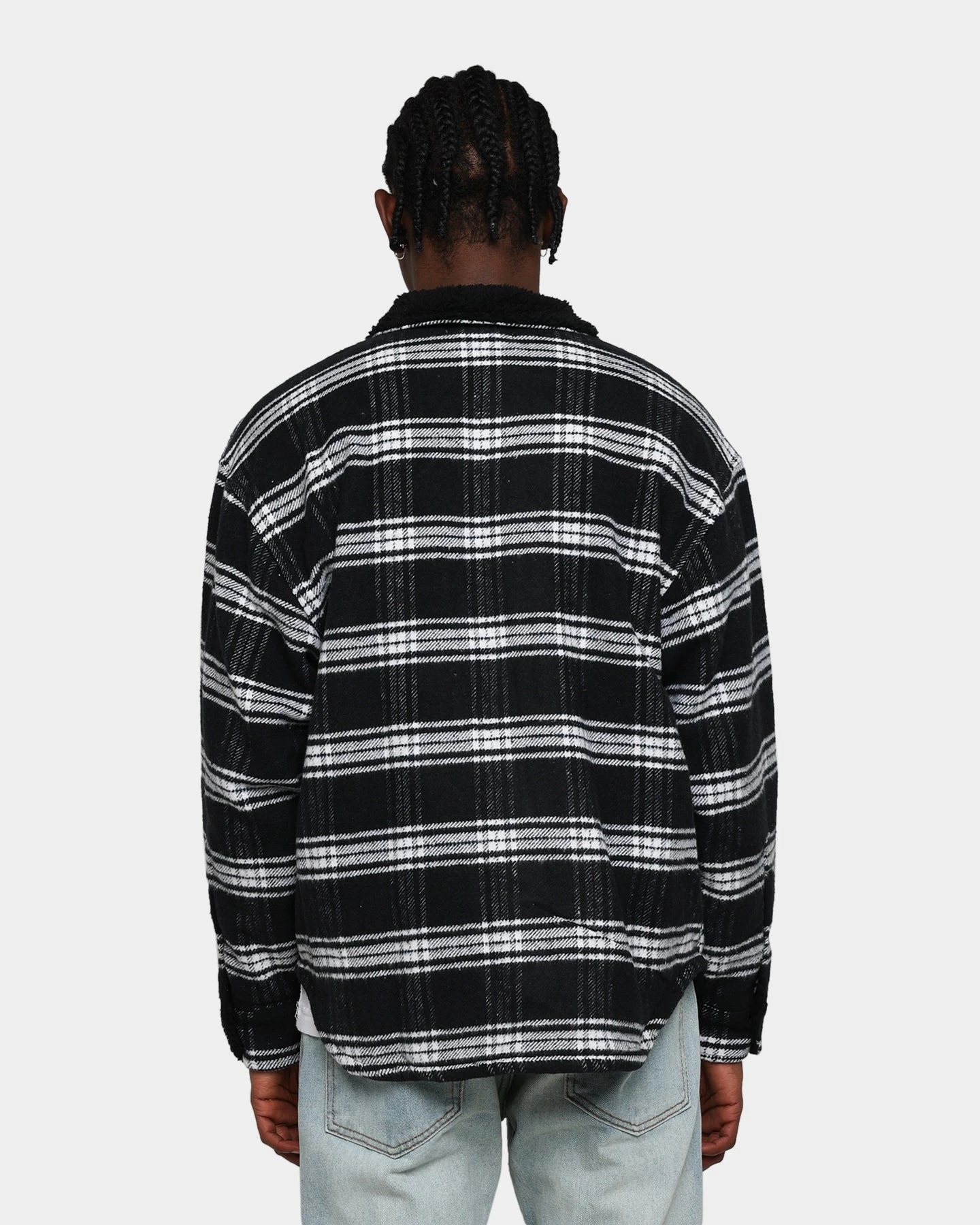 MNML Sherpa Lined Flannel Shirt Black/Grey 6 MNML Sherpa Lined Flannel Shirt Black/Grey - Image 4